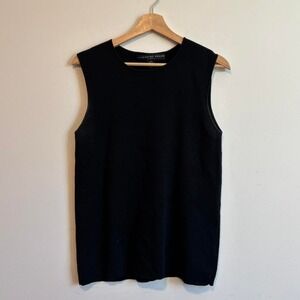 VTG black wool knit sleeveless sweater vest